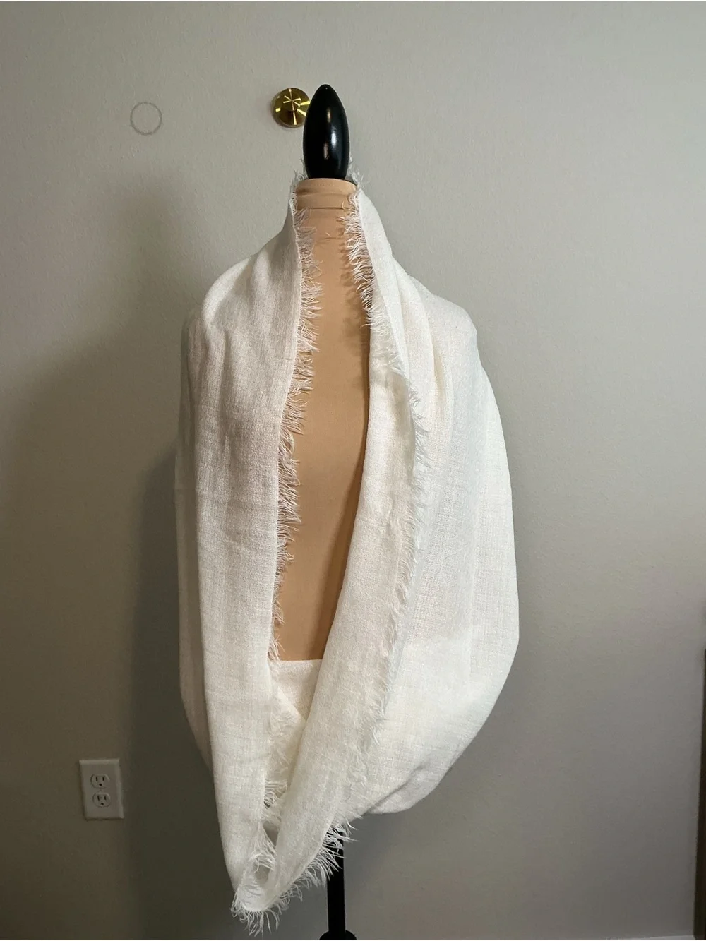 Cream Fringed Infinity Scarf - Home Accents